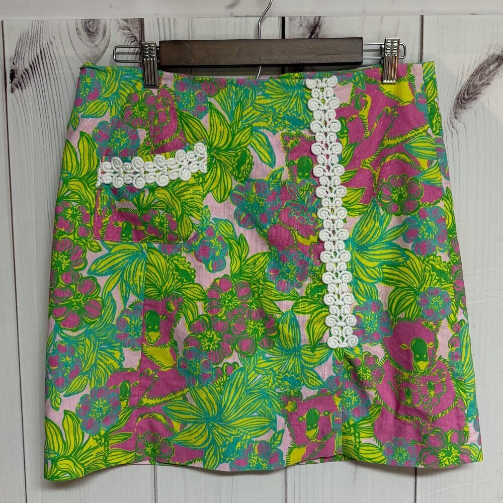 Lilly Pulitzer‎ Roslyn Skirt 8 Big Squeeze Print EUC